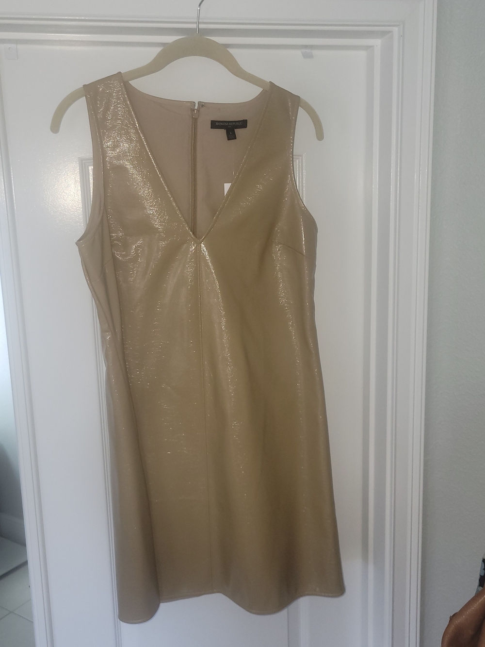 Banana Republic Shimmering Beige V-Neck Dress